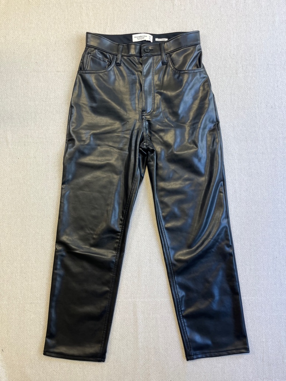Abercrombie & Fitch Vegan Leather Pants 27 Ultra High Rise Straight Ankle Black